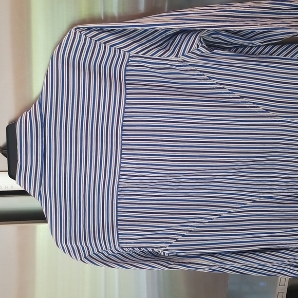 💕DEREK LAM💕 Blue Pin Stripe Shirtdress ~ Blue White 40 EUC Minimalist Chic - Picture 11 of 13